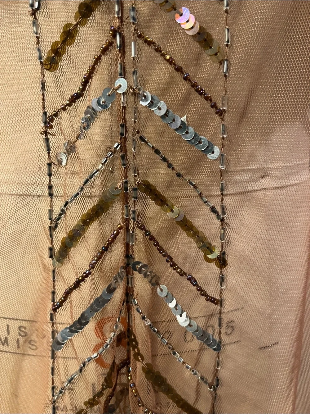 Beaded Sheer Peach Camisole Top - Picture 4 of 9